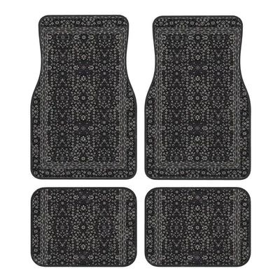 Tapis de sol voiture persan noir, déclinaison au semis floral argenté