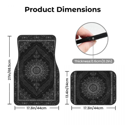 Mesures du jeu de tapis de sol voiture persan noir, avant et arrière