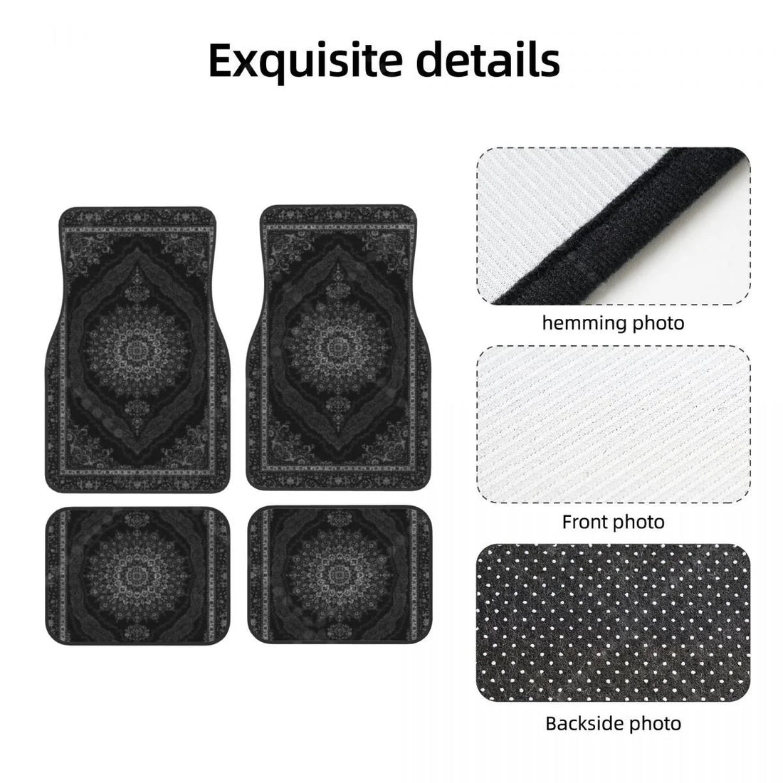 Détails de fabrication du tapis de sol voiture persan noir
