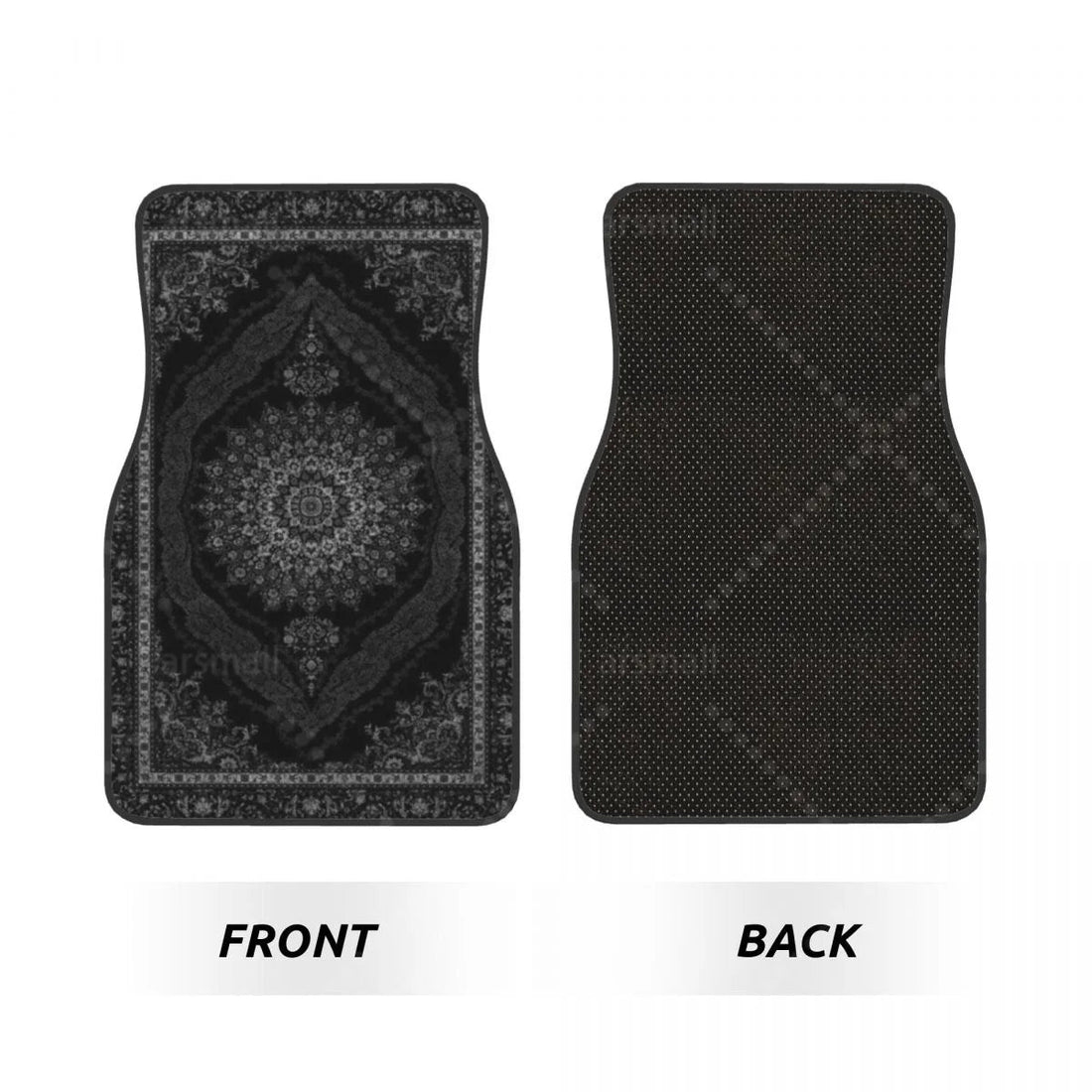 Dessus et dessous du tapis de sol voiture persan noir