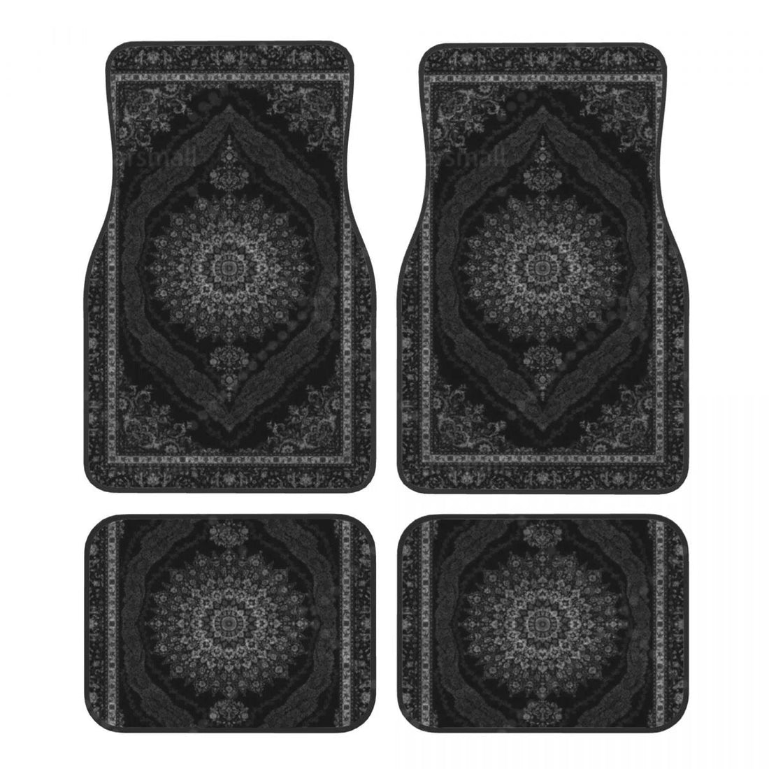 Tapis de sol voiture persan noir et argent, jeu de 4 pièces