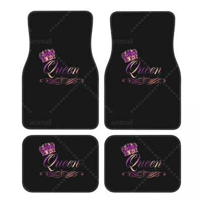 Tapis de sol voiture Queen, déclinaison à la couronne violette et or