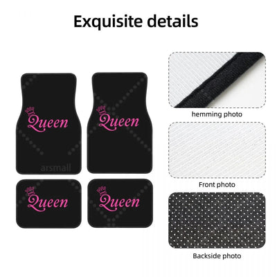 Détails de finition et surpiqûre du tapis de sol voiture Queen