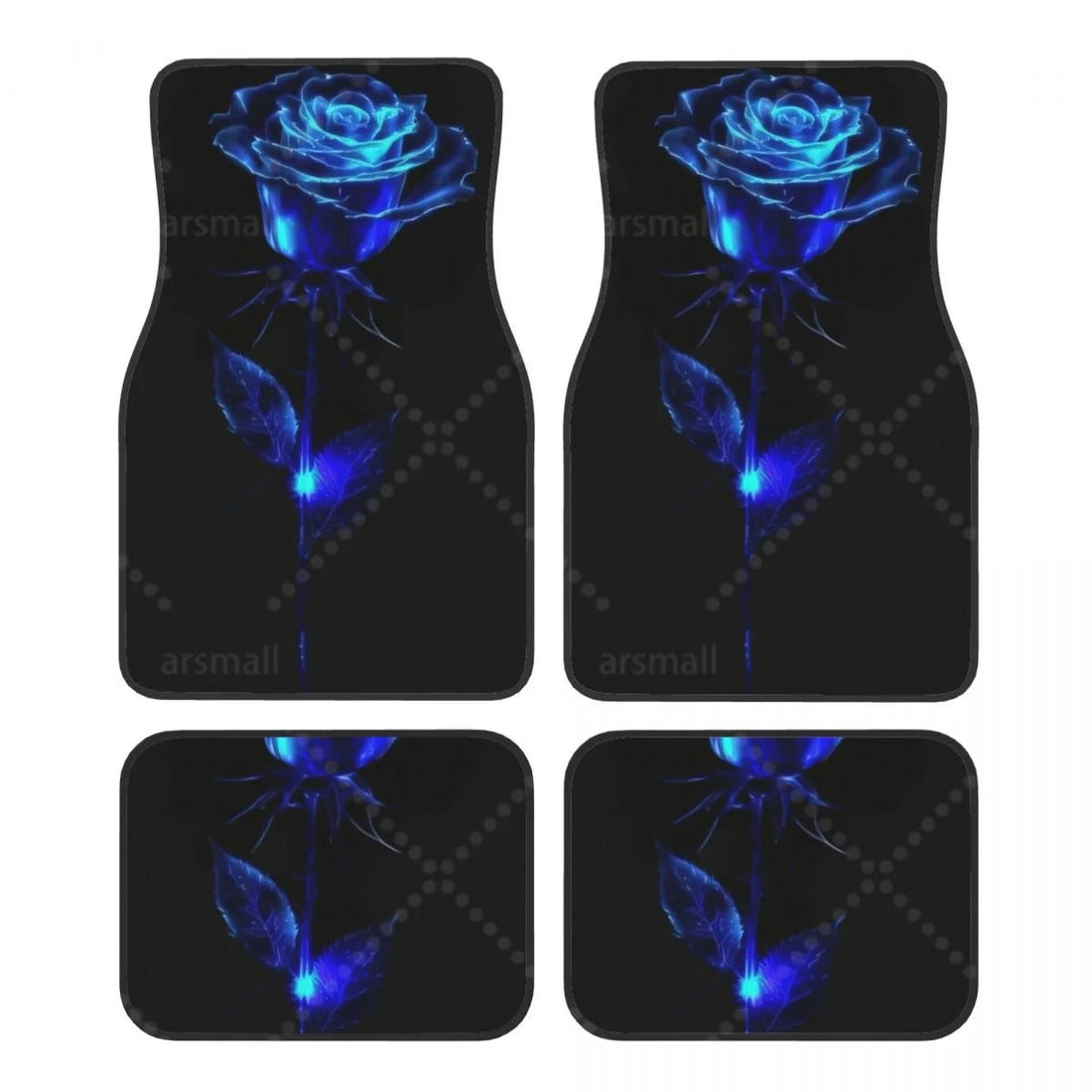 Tapis de sol voiture à rose bleu électrique lumineuse sur fond noir