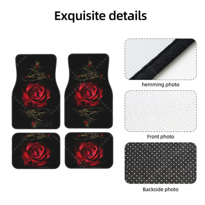 Zoom sur les finitions et le tissu du tapis de sol à motif rose