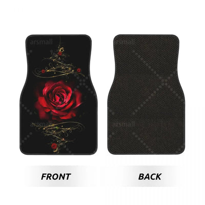 Recto et verso du tapis de sol voiture à motif rose
