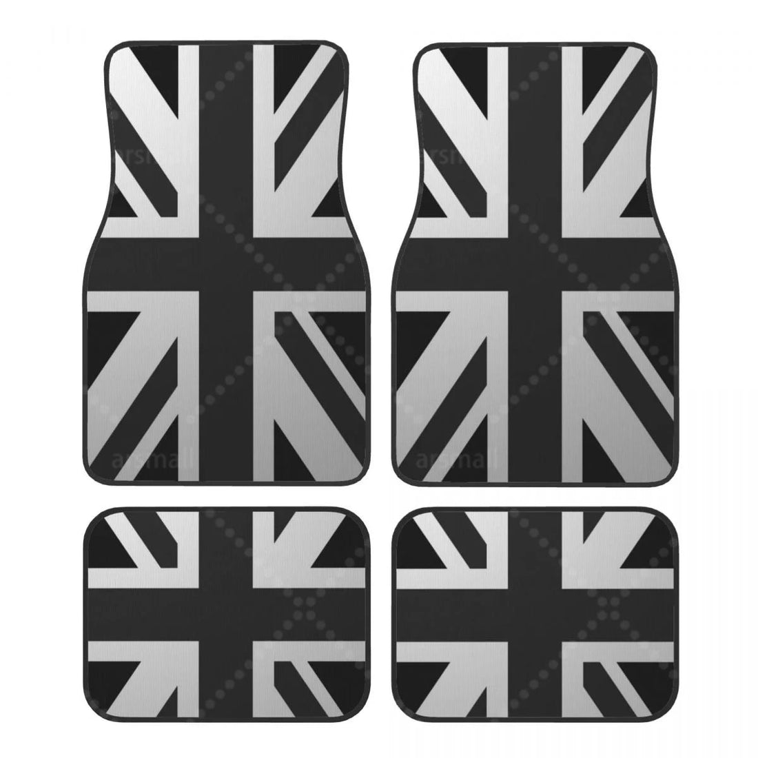 Tapis de sol voiture Union Jack noir et gris, déclinaison sans message
