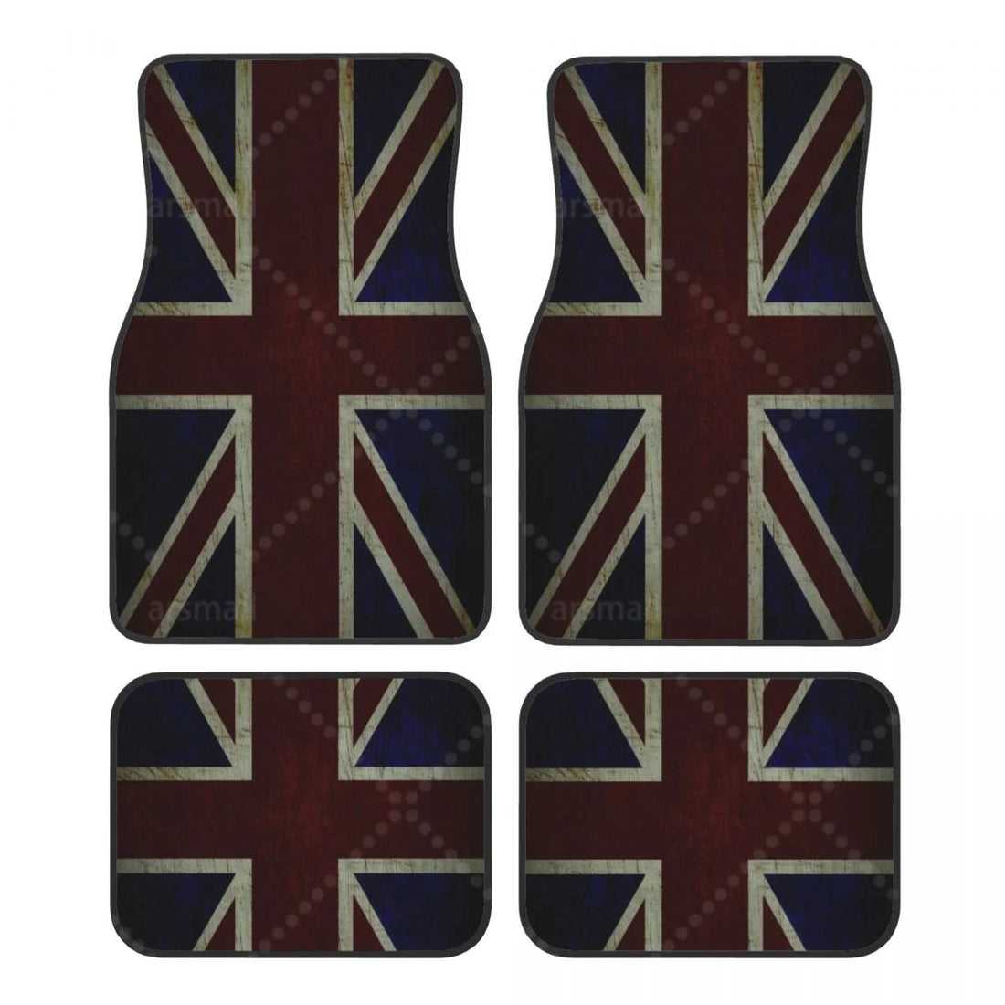 Tapis de sol voiture Union Jack aux couleurs patinées, bordeaux et bleu nuit