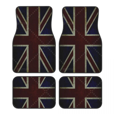 Tapis de sol voiture Union Jack aux couleurs patinées, bordeaux et bleu nuit