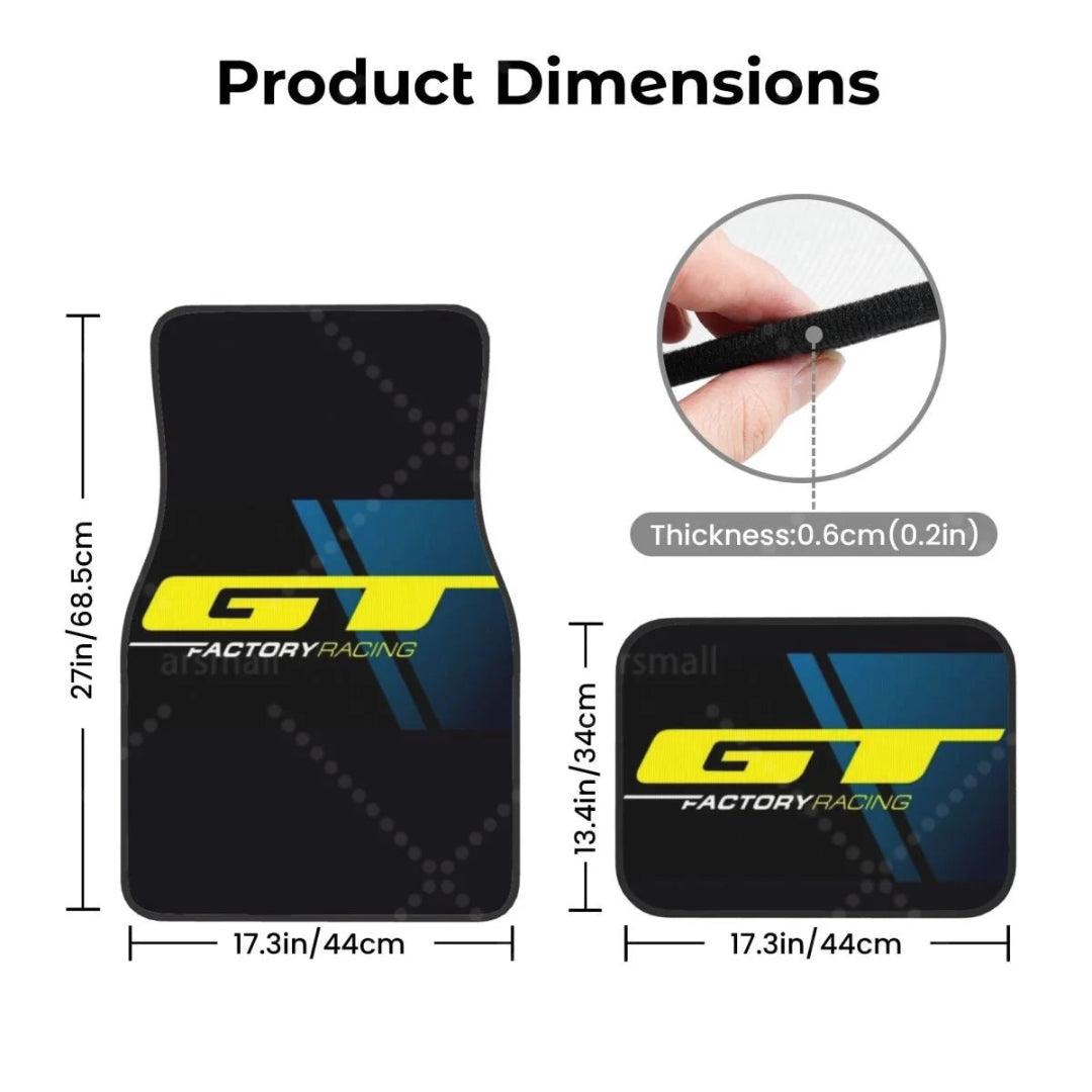 Dimensions tapis de sol voiture GT Factory Racing avant et arrière universel