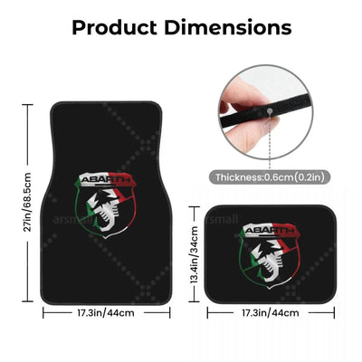 Dimensions tapis de sol voiture Abarth avant et arrière mesures précises produit