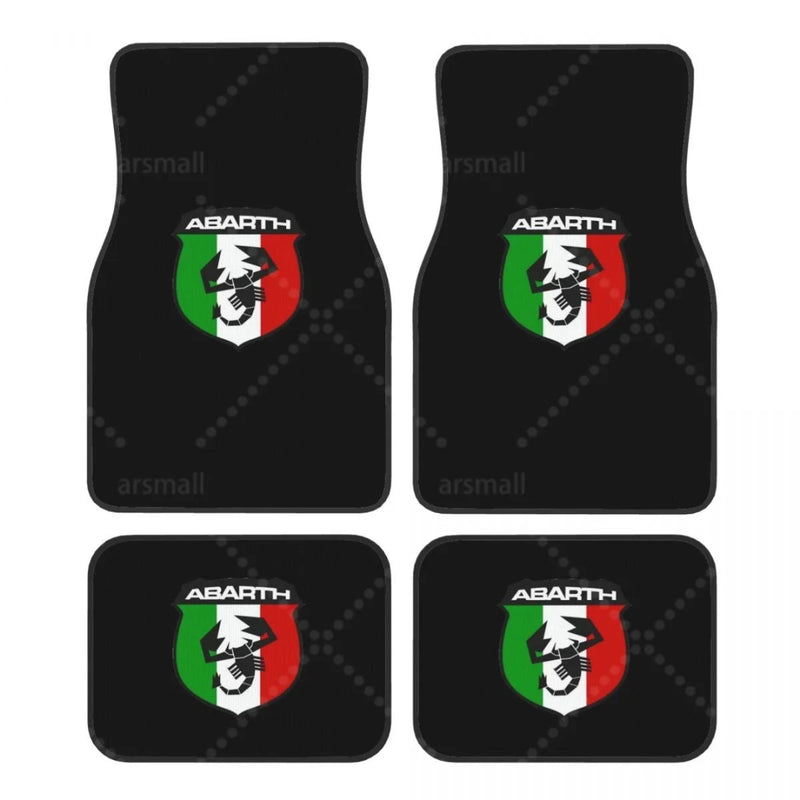 Tapis de sol voiture Abarth personnalisé avec logo sport vue globale intérieur voiture