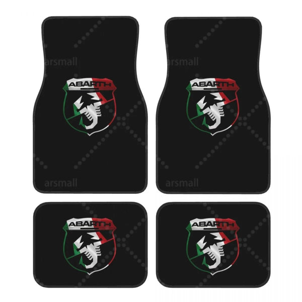 Tapis de sol voiture Abarth personnalisé avec logo sport vue globale intérieur voiture