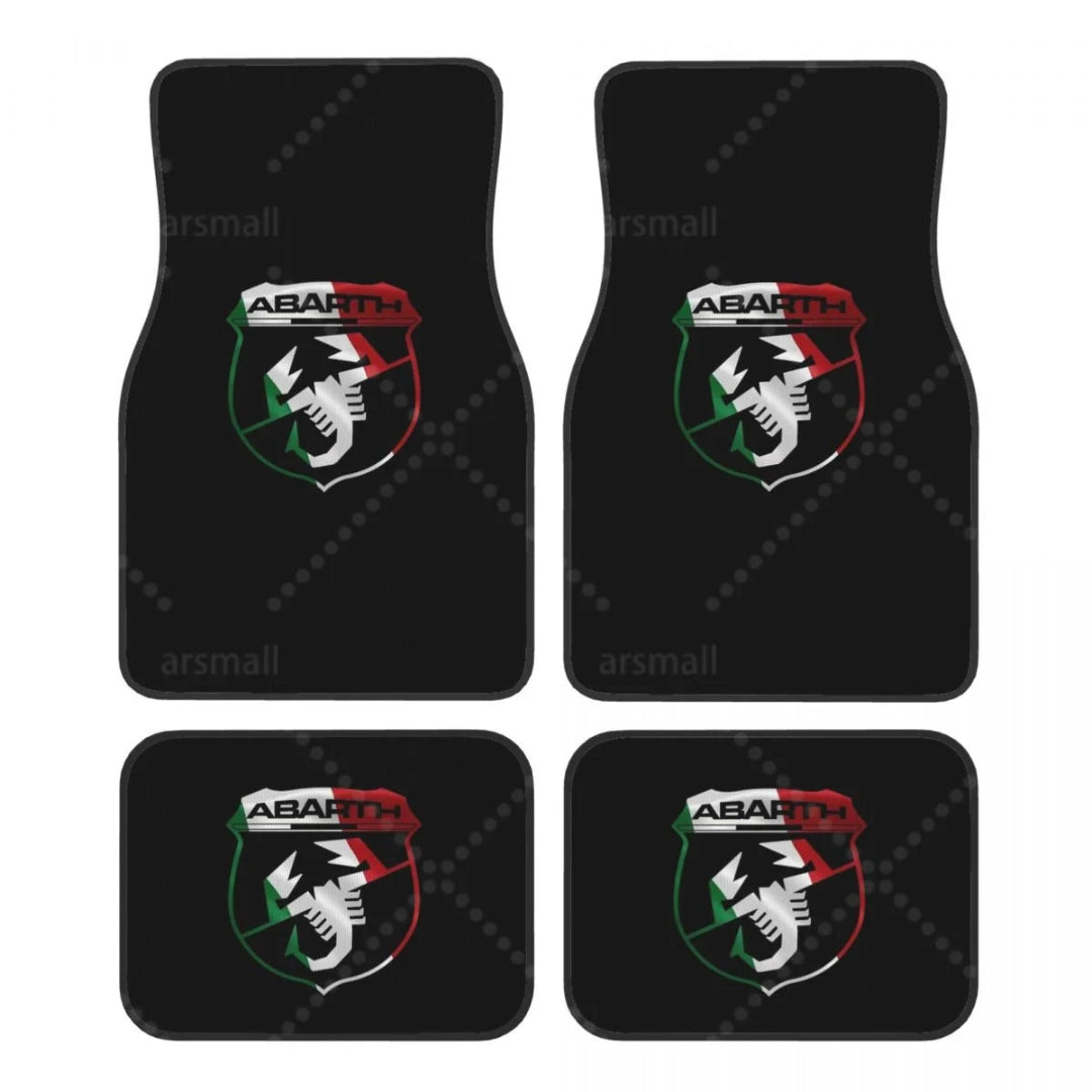 Tapis de sol voiture Abarth personnalisé avec logo sport vue globale intérieur voiture