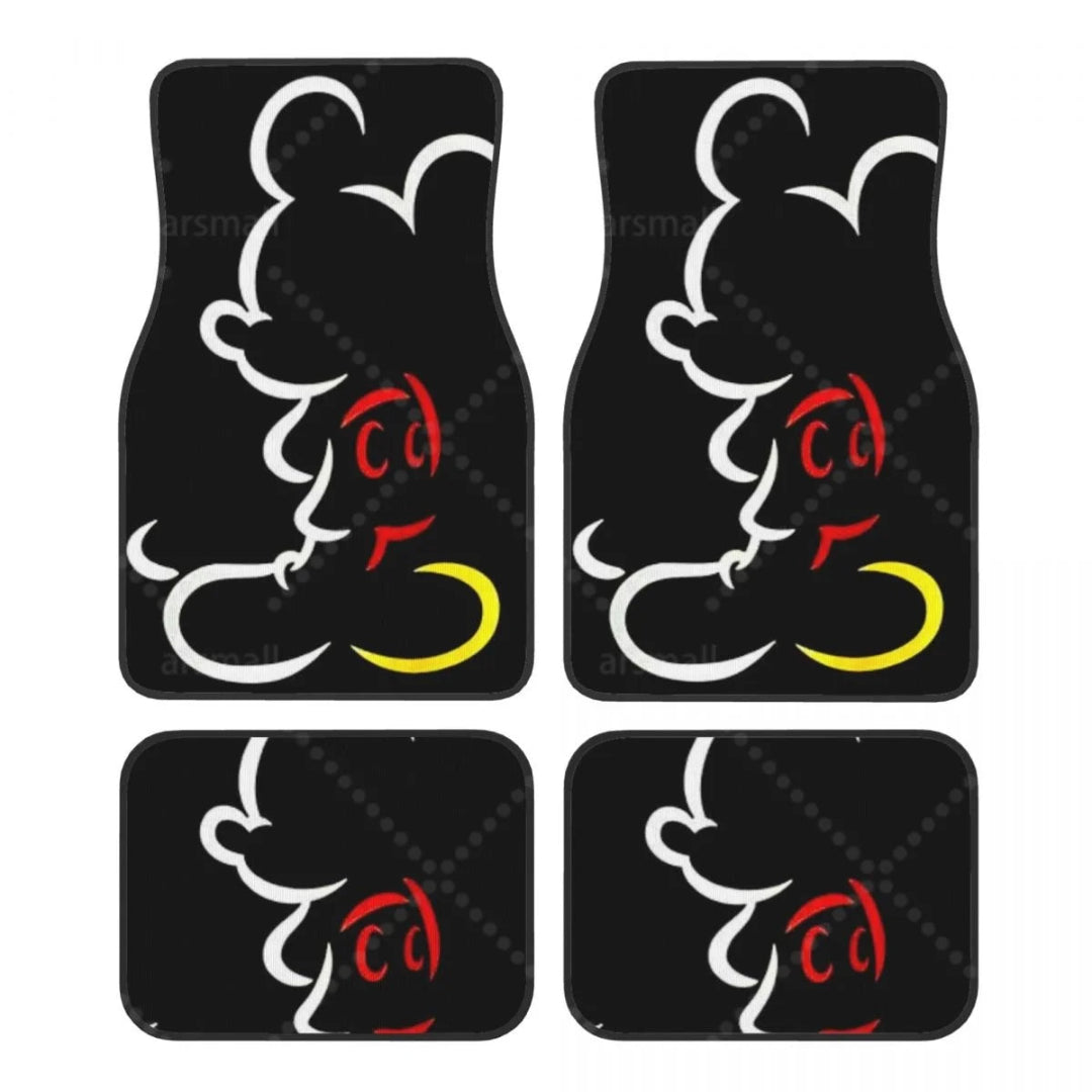Tapis de sol voiture Mickey personnalisé avec silhouette noire design intérieur