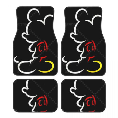 Tapis de sol voiture Mickey personnalisé avec silhouette noire design intérieur