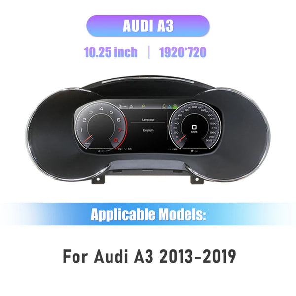 Virtual cockpit Audi A3 8V de 2013 à 2019, combiné numérique 10,25 pouces en 1920 x 720