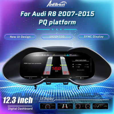 Fonction de synchronisation HDMI du virtual cockpit Audi R8 : caméra de recul, vue 360°, DVR ou CarPlay