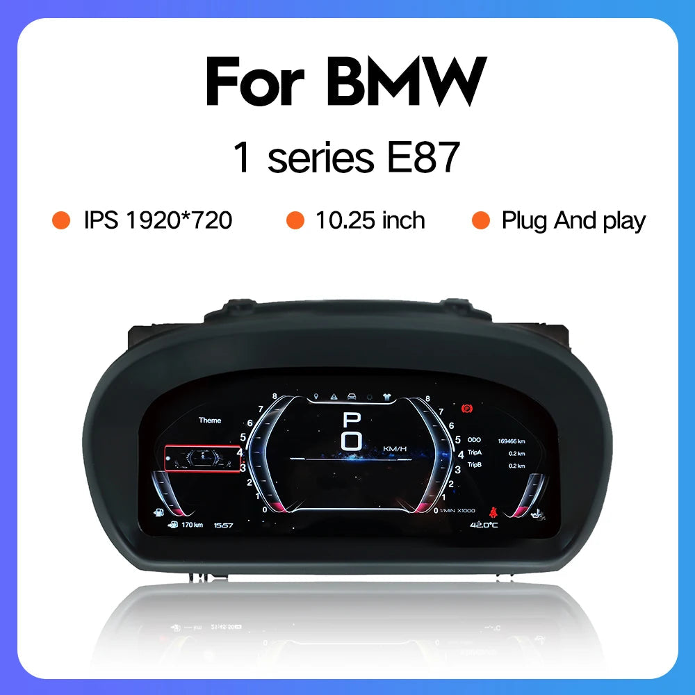 Virtual cockpit BMW Série 1 E87, dalle IPS 10,25 pouces en 1920 x 720 avec affichage numérique complet