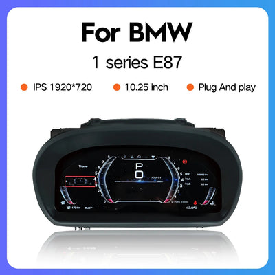 Virtual cockpit BMW Série 1 E87, dalle IPS 10,25 pouces en 1920 x 720 avec affichage numérique complet