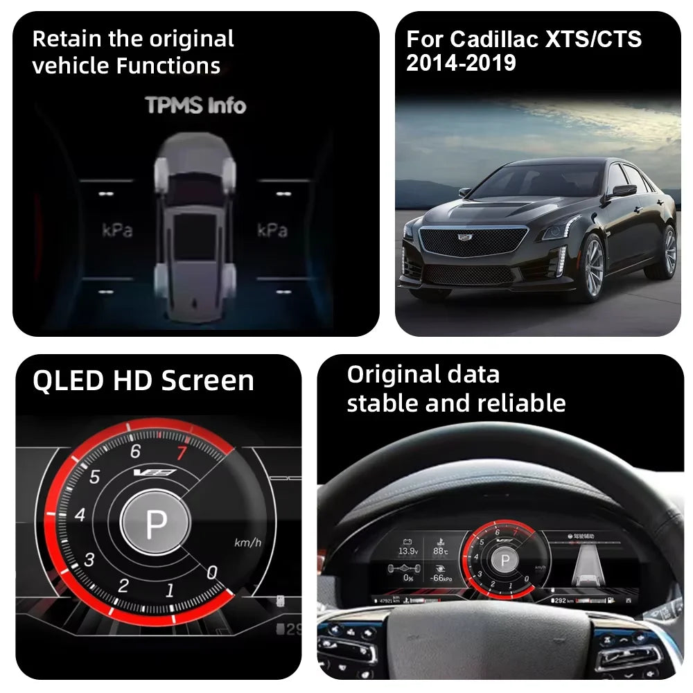 Le virtual cockpit Cadillac conserve les fonctions d'origine dont la pression des pneus, dalle QLED haute définition