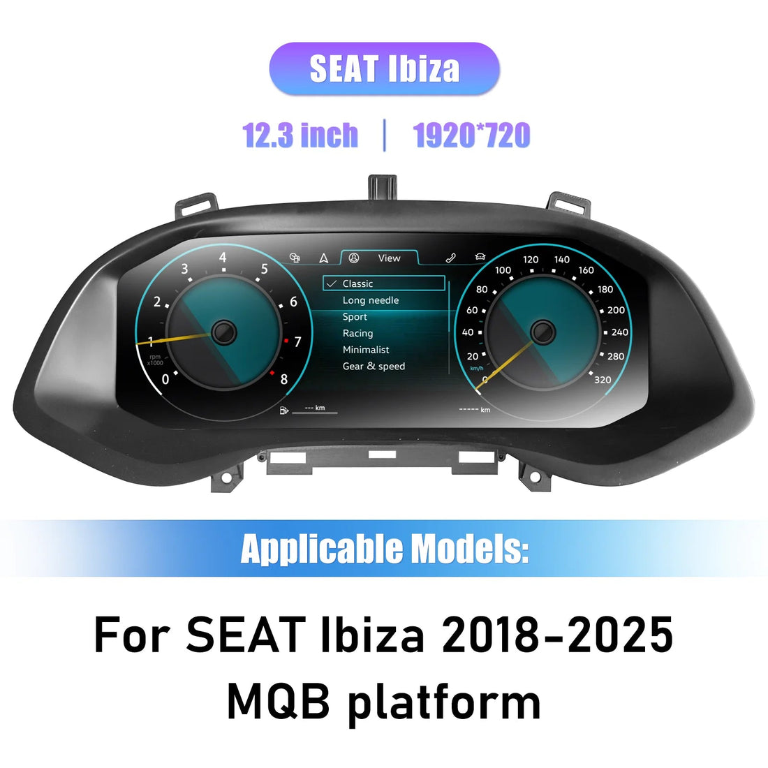 Virtual cockpit Seat Ibiza 2018-2025 : écran 12,3 pouces vu de face