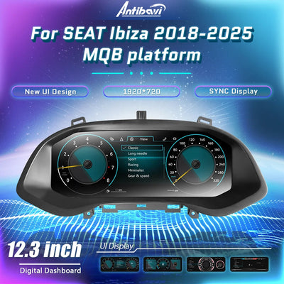Interface du virtual cockpit Seat Ibiza, écran 12,3 pouces 1920x720