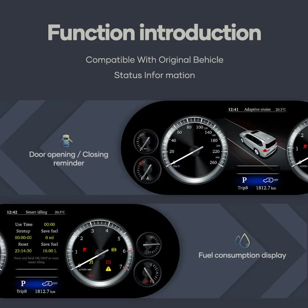 Fonctions du compteur digital Toyota Hilux : rappel de porte ouverte, régulateur adaptatif et affichage de la consommation