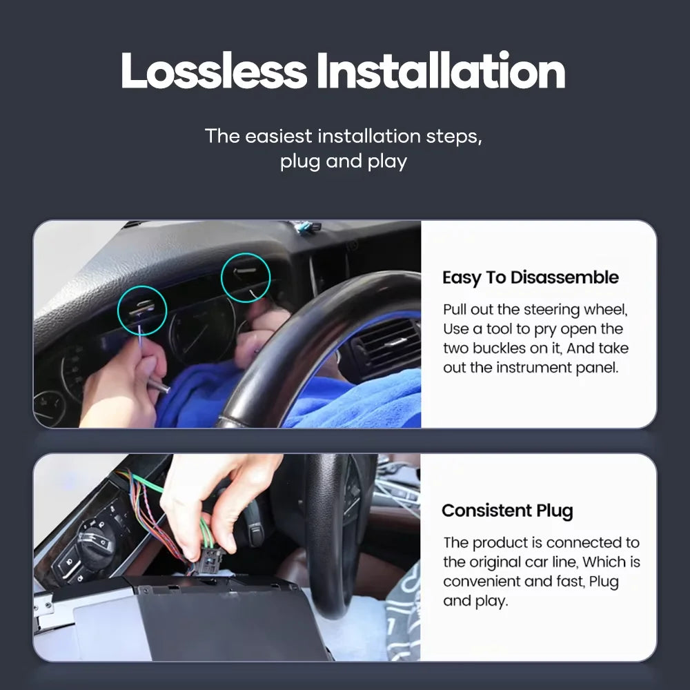 Pose plug and play du virtual cockpit Toyota Hilux : déclipsage de la casquette puis branchement sur le faisceau d'origine
