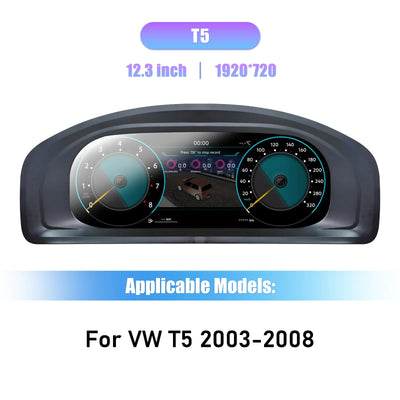 Virtual cockpit VW Transporter T5 2003-2008 : écran 12,3 pouces vu de face