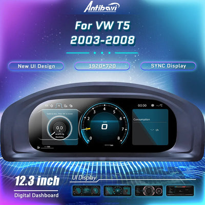 Interface du virtual cockpit VW Transporter T5, écran 12,3 pouces 1920x720