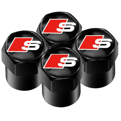Bouchons de valve Audi S line noirs, les quatre capuchons hexagonaux au logo S line