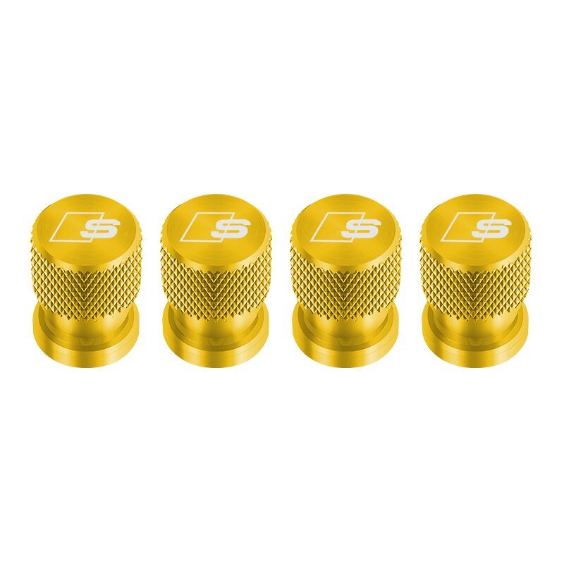 Bouchons de valve Audi dorés au logo S, jeu de 4 capuchons en aluminium