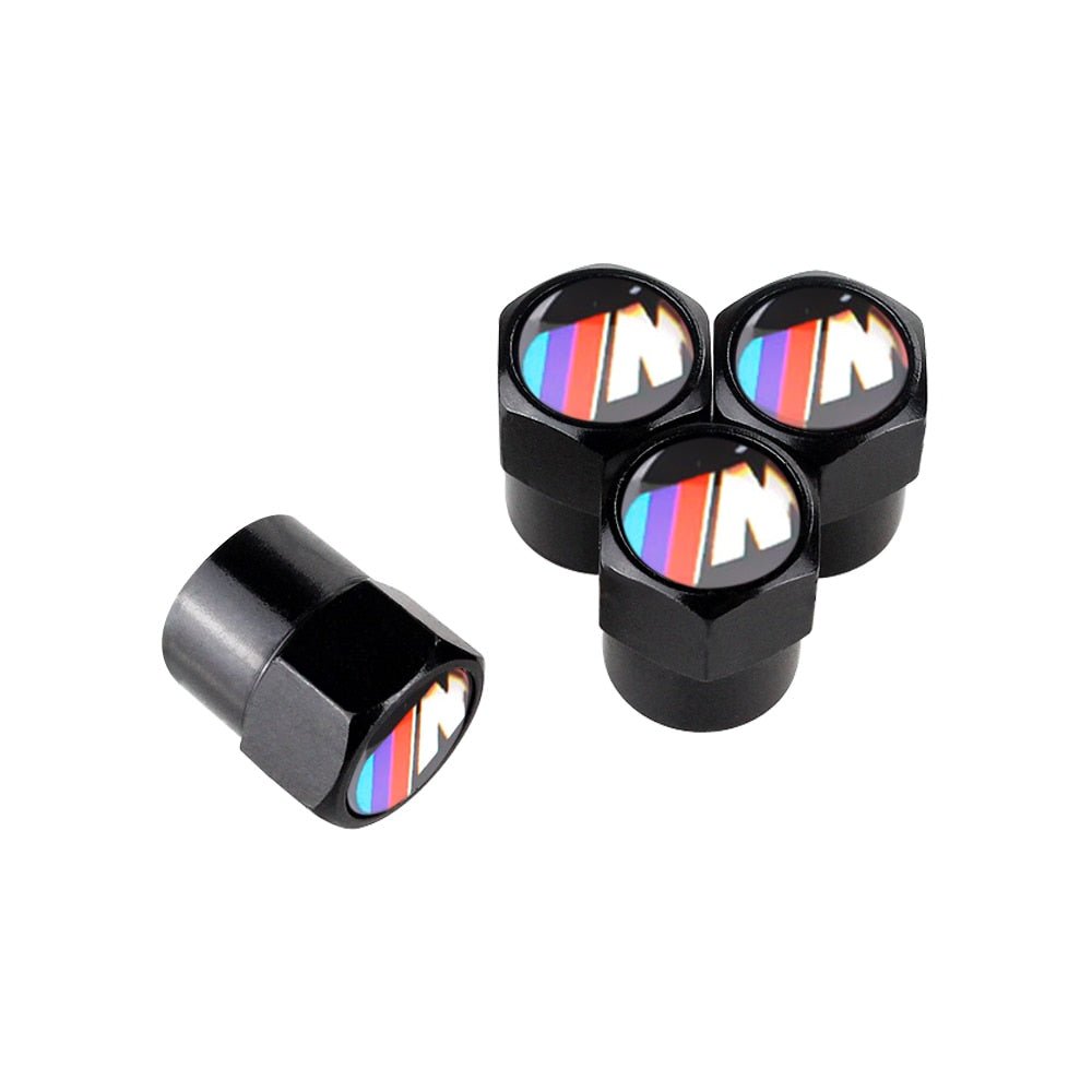 Bouchons de valve BMW M noirs au logo M tricolore, jeu de 4 capuchons
