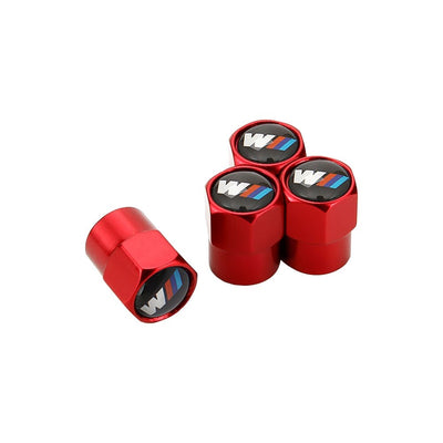 Bouchons de valve BMW M rouges au logo M tricolore, lot de 4