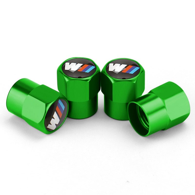 Bouchons de valve BMW M verts au logo M tricolore, jeu de 4