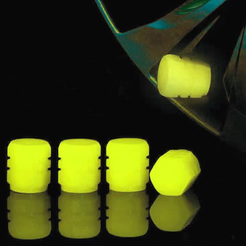 Bouchons de valve lumineux jaunes photoluminescents, jeu de 4