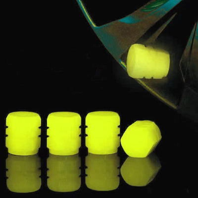Bouchons de valve lumineux jaunes photoluminescents, jeu de 4