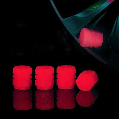 Bouchons de valve lumineux rouges, lot de 4 capuchons qui brillent une fois la nuit tombée