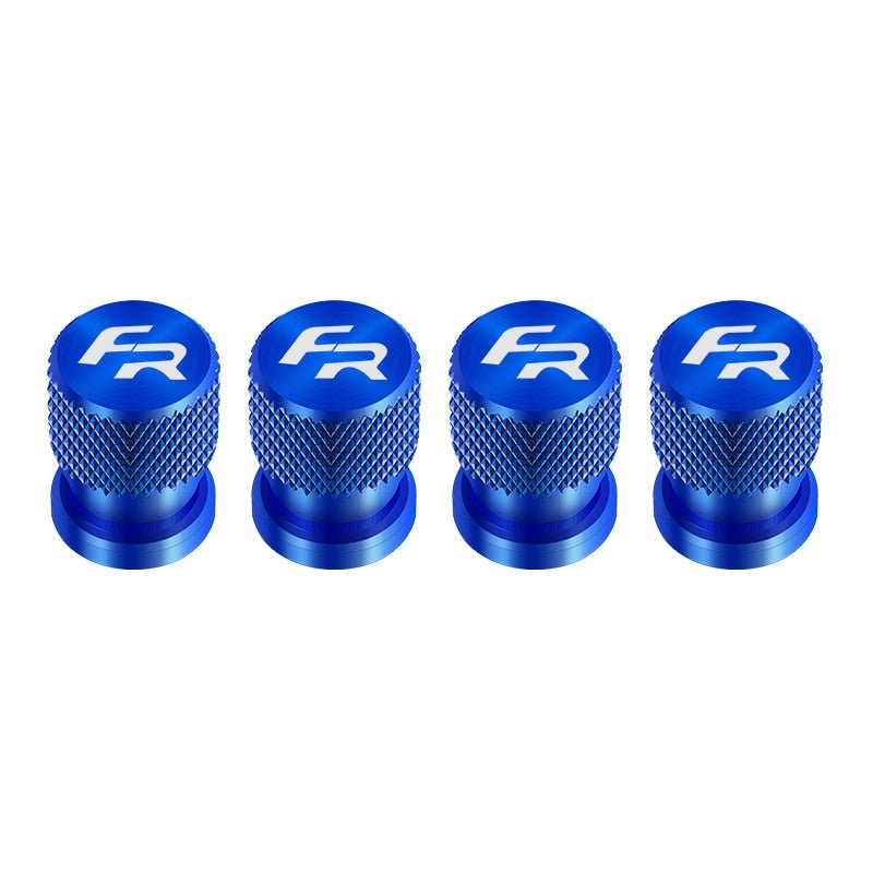 Bouchon de valve Seat FR, avec logo FR de couleur blanc et bouchon lui de couleur bleu.