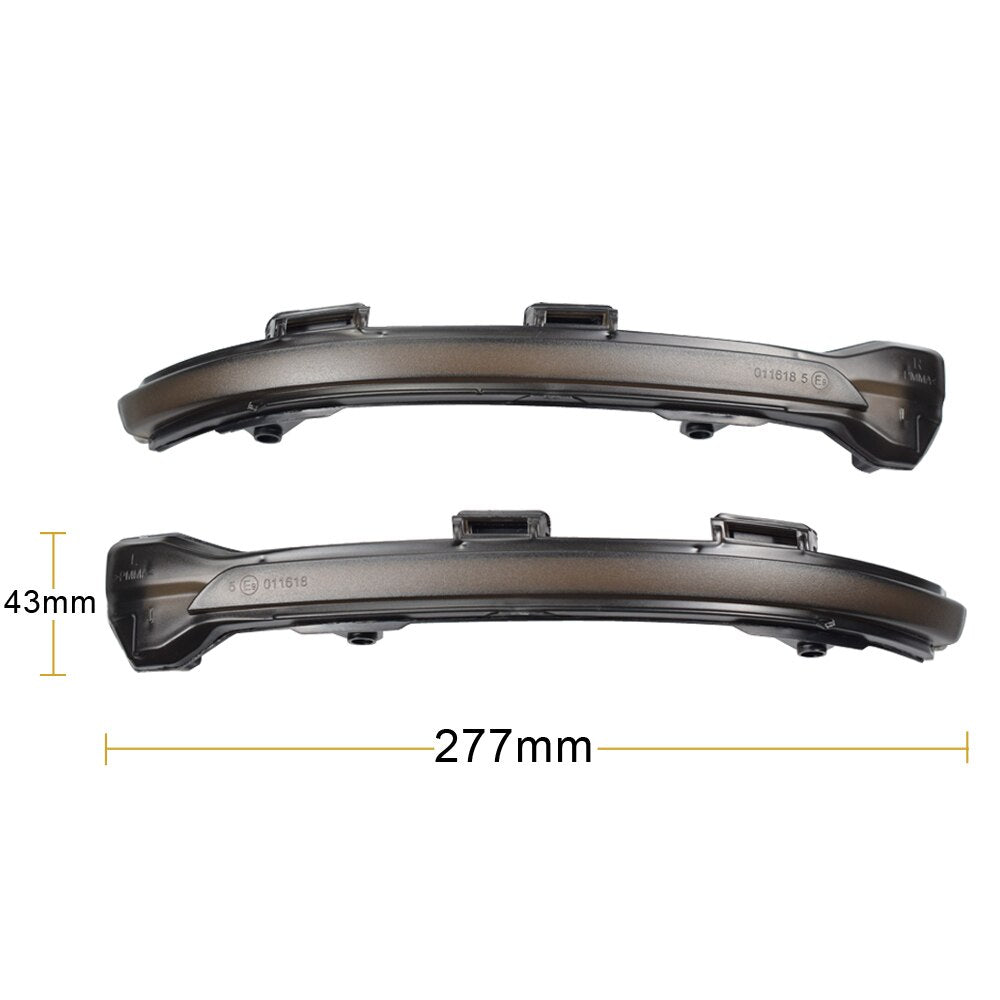 Dimensions des clignotants dynamiques Golf 7 : 277 mm de long sur 43 mm de haut