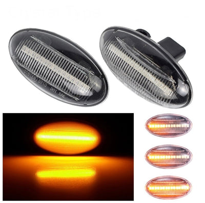Répétiteurs de clignotant dynamique Peugeot 308 à verre transparent, LED à balayage orange allumées