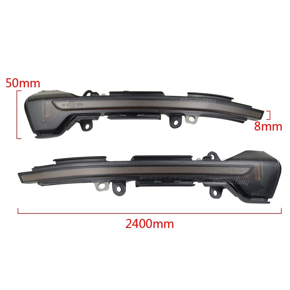 Cotes du clignotant dynamique Seat Leon 5F : 50 mm de hauteur et 8 mm d'épaisseur