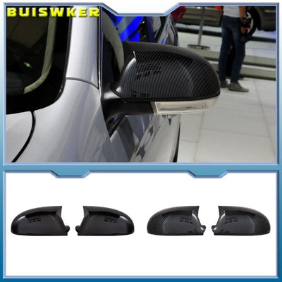Coque de rétroviseur Golf 5 en carbone installée sur le véhicule, avec les deux paires noir brillant et carbone