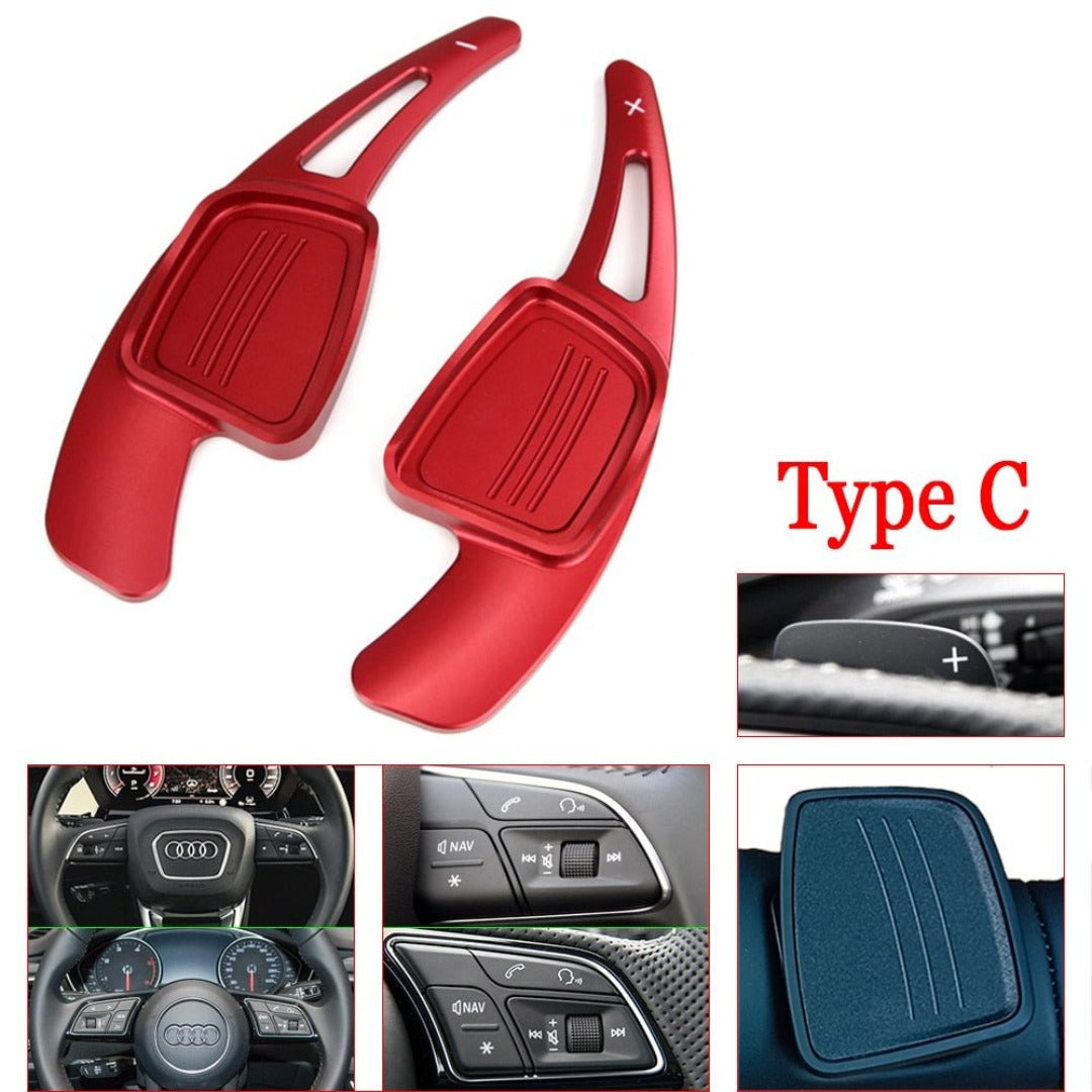 Extension palette au volant Audi A4 S3 S4 Q5 de couleur rouge et de type C.