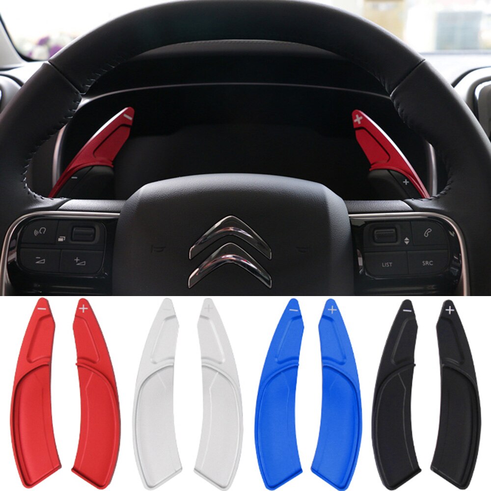 Extension palette au volant Citroën C4 C5 Aircross : les quatre coloris et vue montée sur le volant