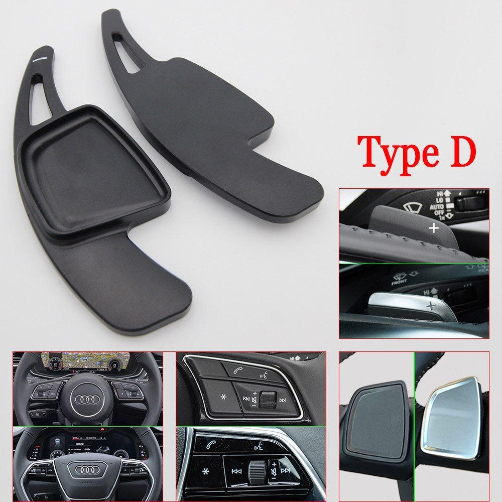 Extension de palette au volant Audi A3 noire de type D, avec les emplacements correspondants sur le volant