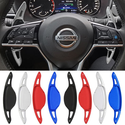 Palettes au volant Nissan Altima montées sur le volant, avec les quatre coloris disponibles en dessous