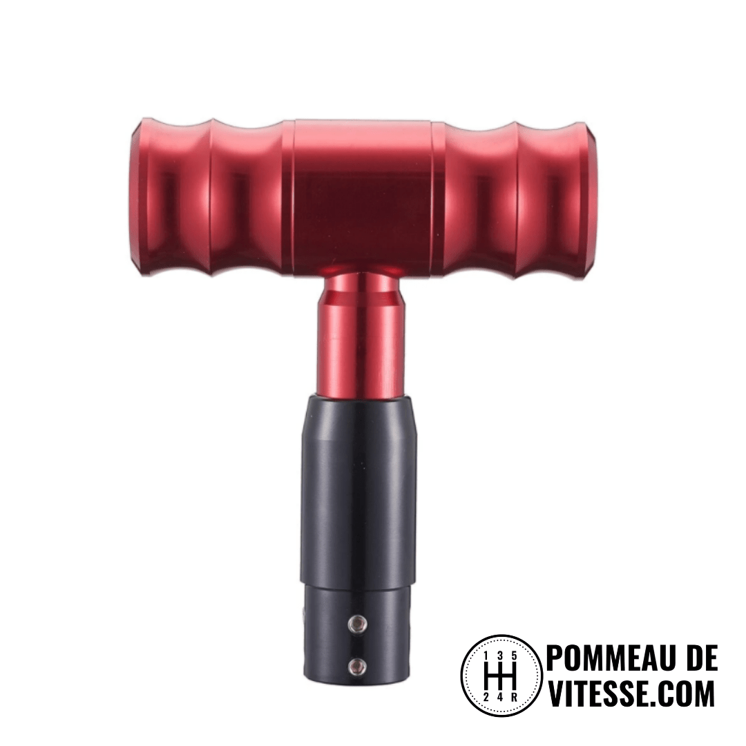 Pommeau de vitesse automatique BAR-T rouge anodisé, barre transversale cannelée et fût noir