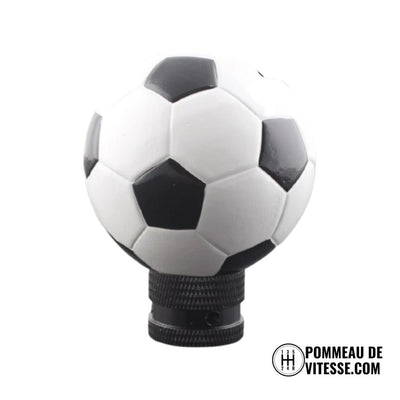 Pommeau de vitesse en forme de ballon de football noir et blanc, monté sur sa bague de serrage